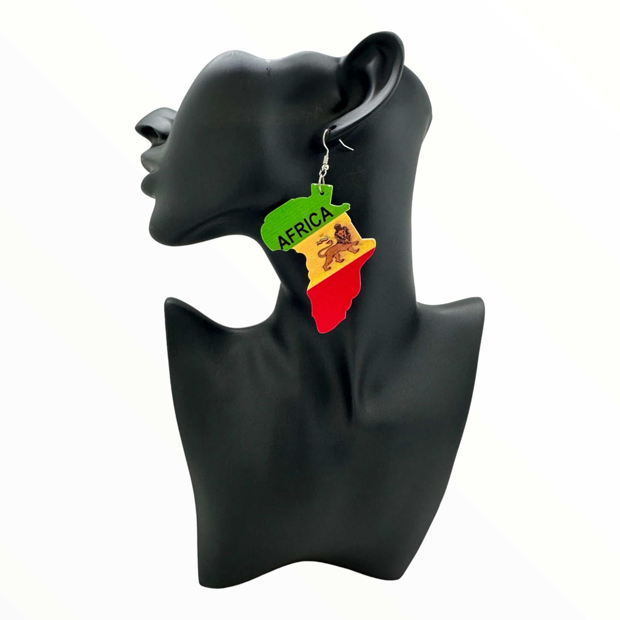 Africa Map-Ethiopia Flag Drop Earring