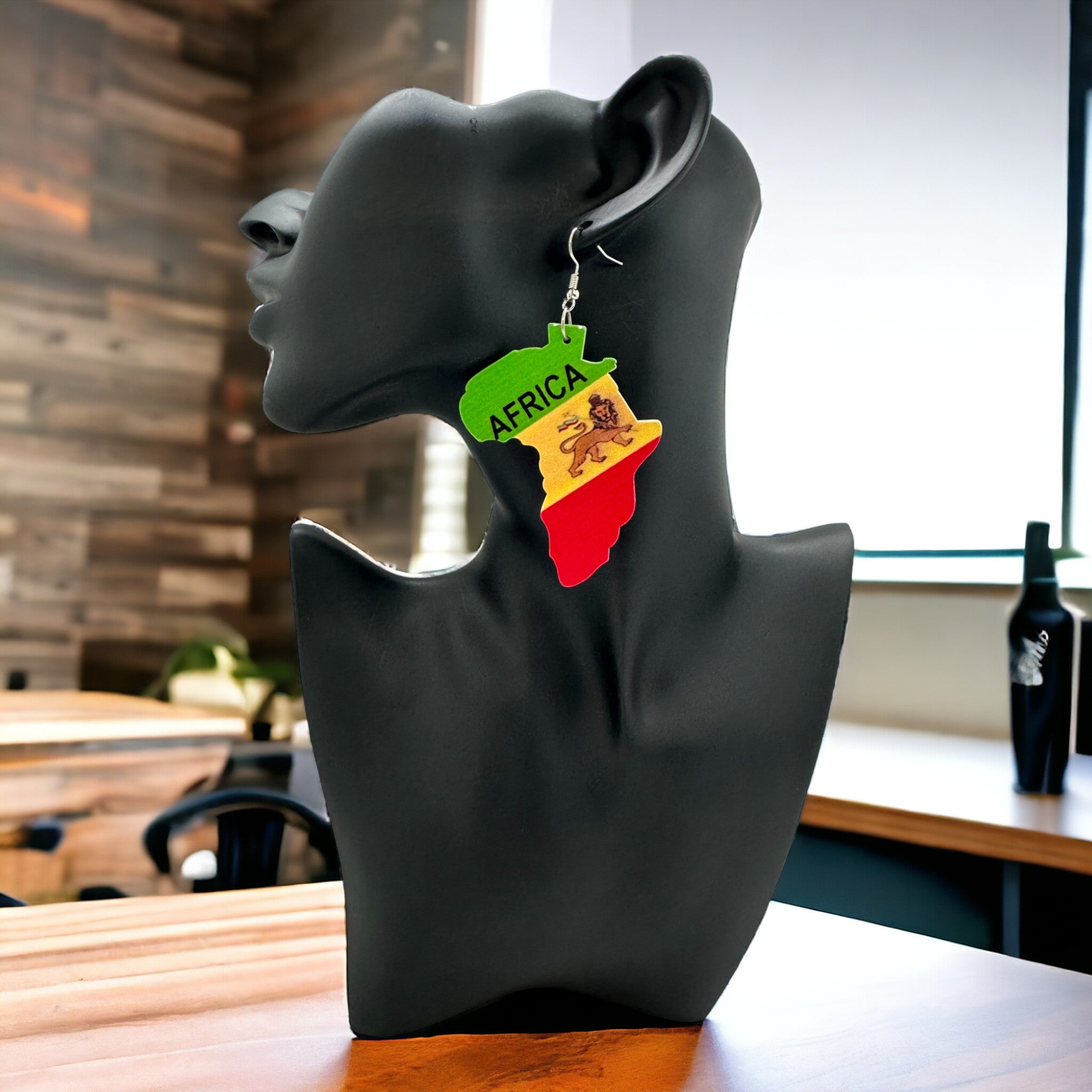 Africa Map-Ethiopia Flag Drop Earring