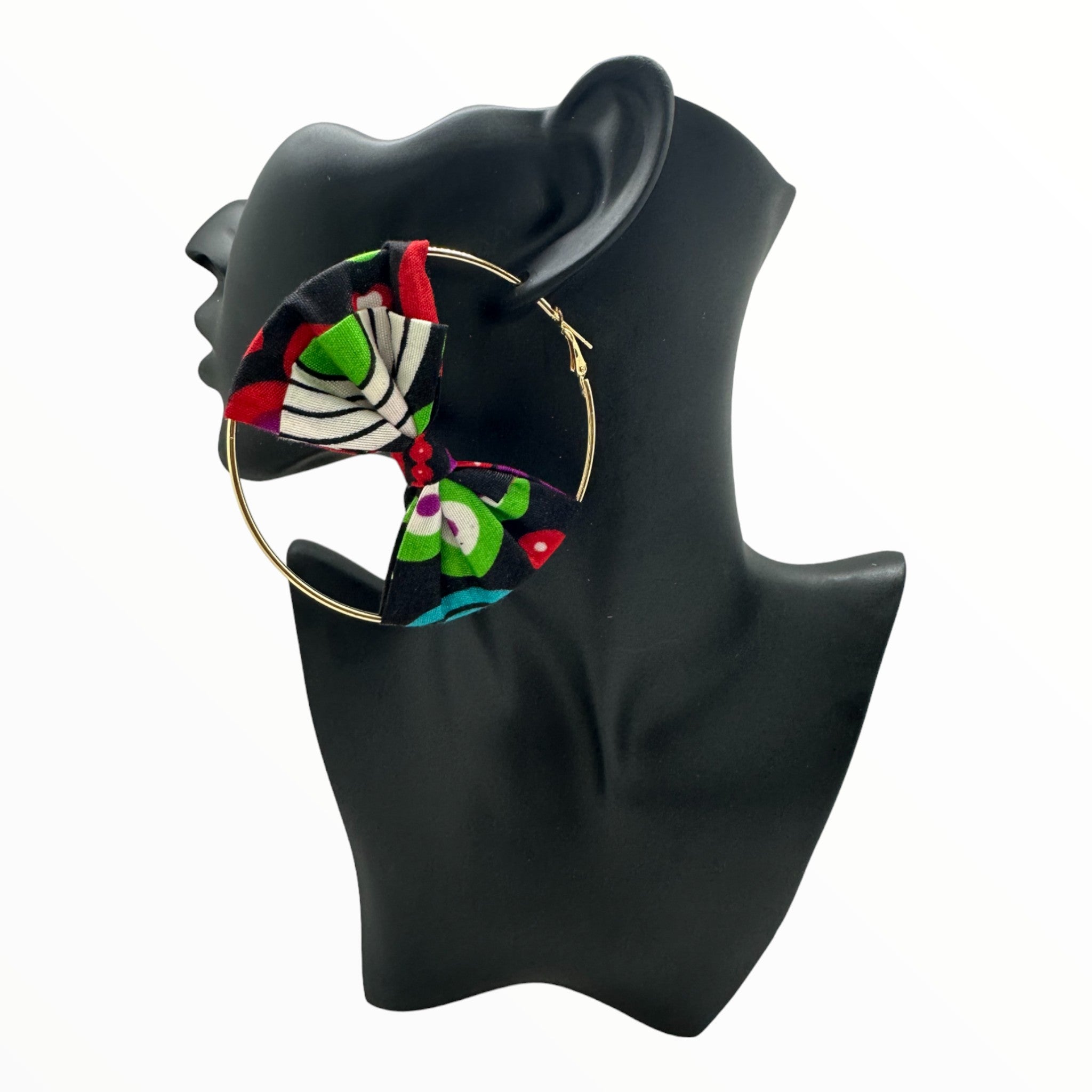 Ankara Bow Circle Earring (Multicolor With Purple)