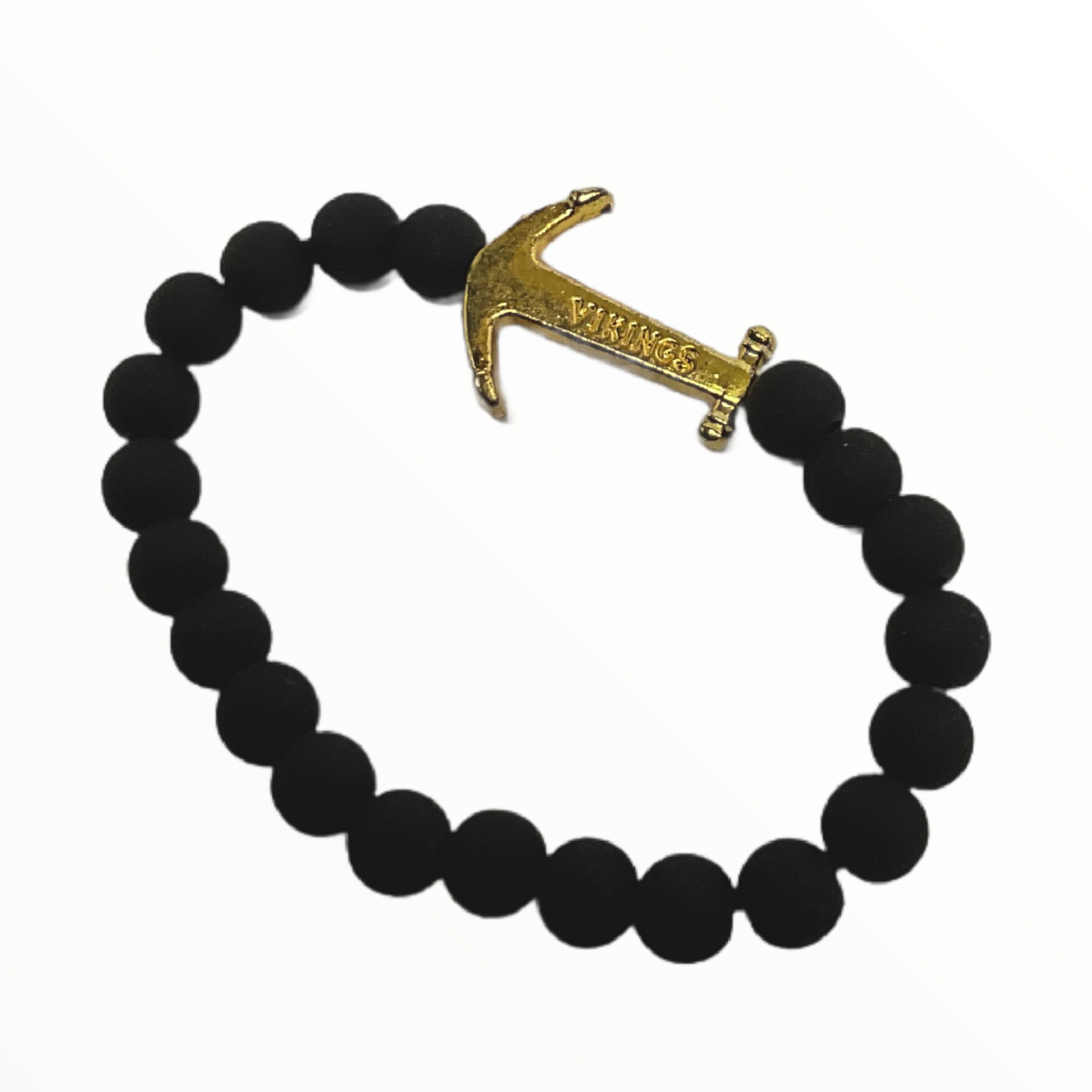 African Beaded Bracelet With Gold Plated Arrow for Men (black)
