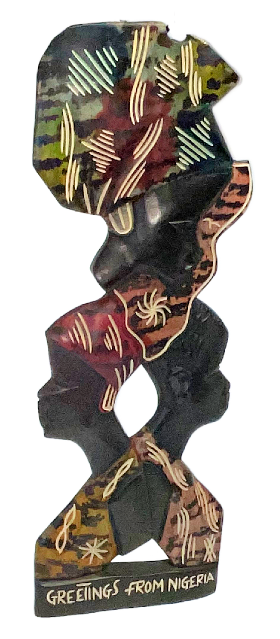 Side view of a wall Art - Greetings from Nigeria 'African Unity' Wooden Wall Art