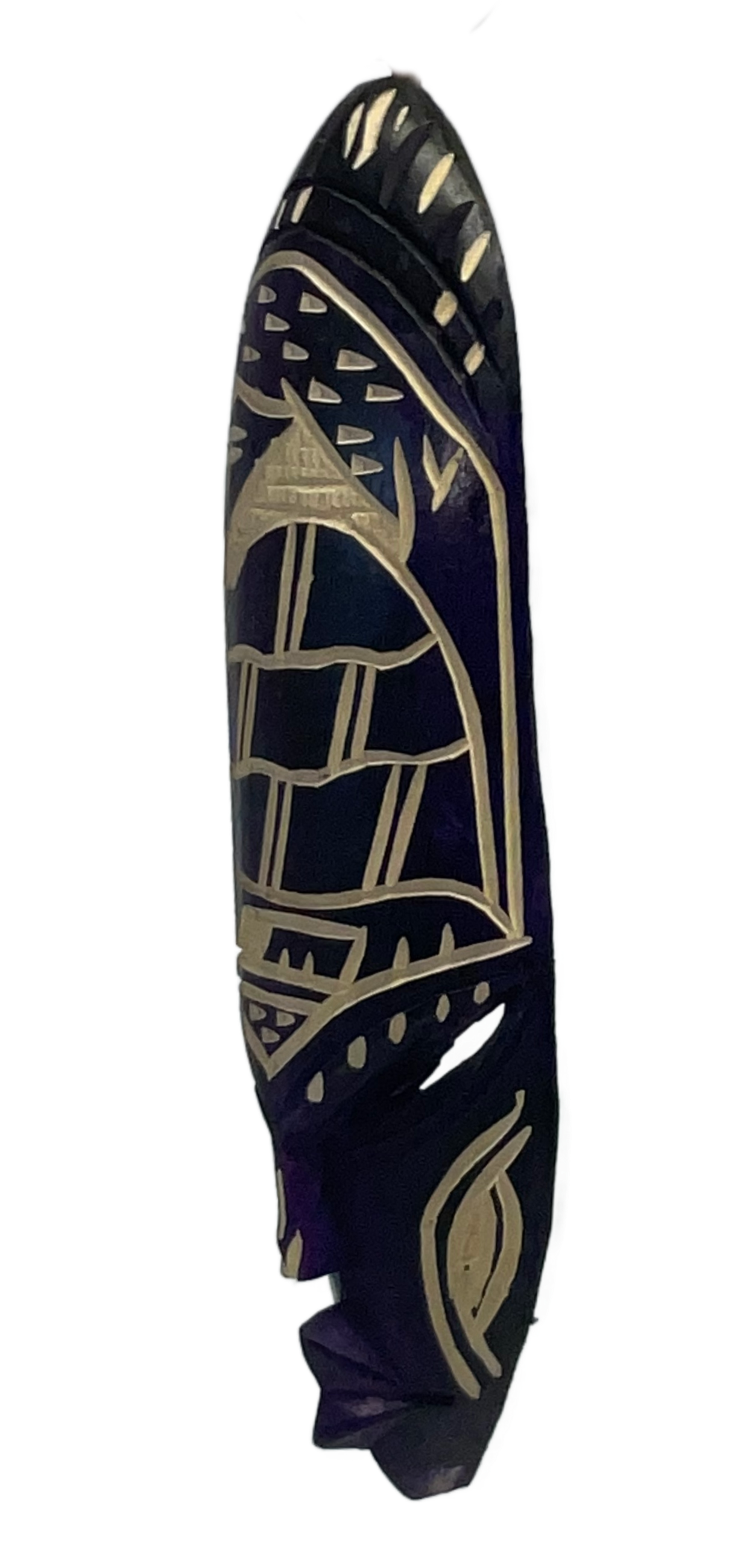 Side view of Hand Carved Nigerian Mask 'Tortoise'