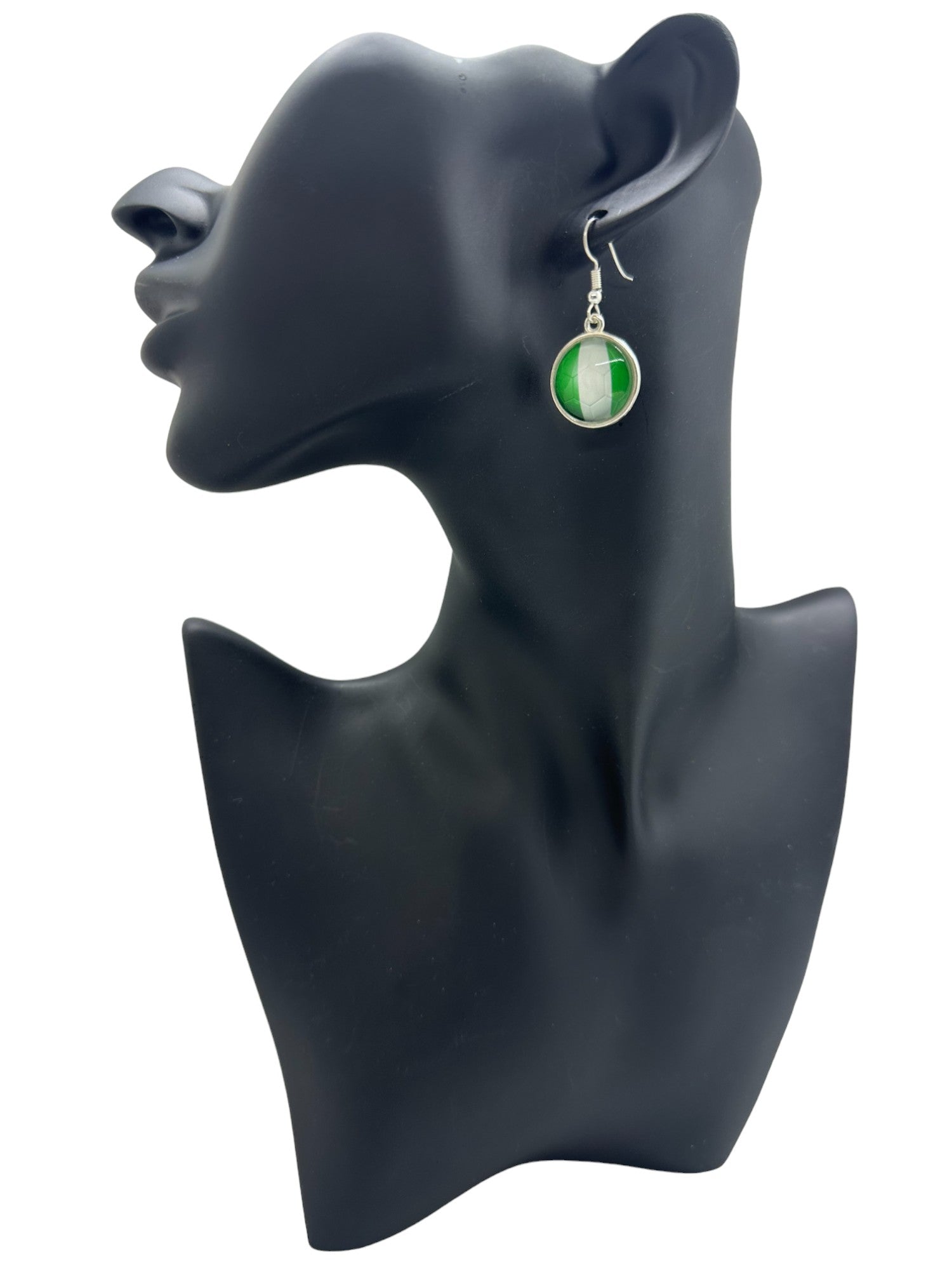 Nigerian Flag Football Necklace Set (Silver Plated)