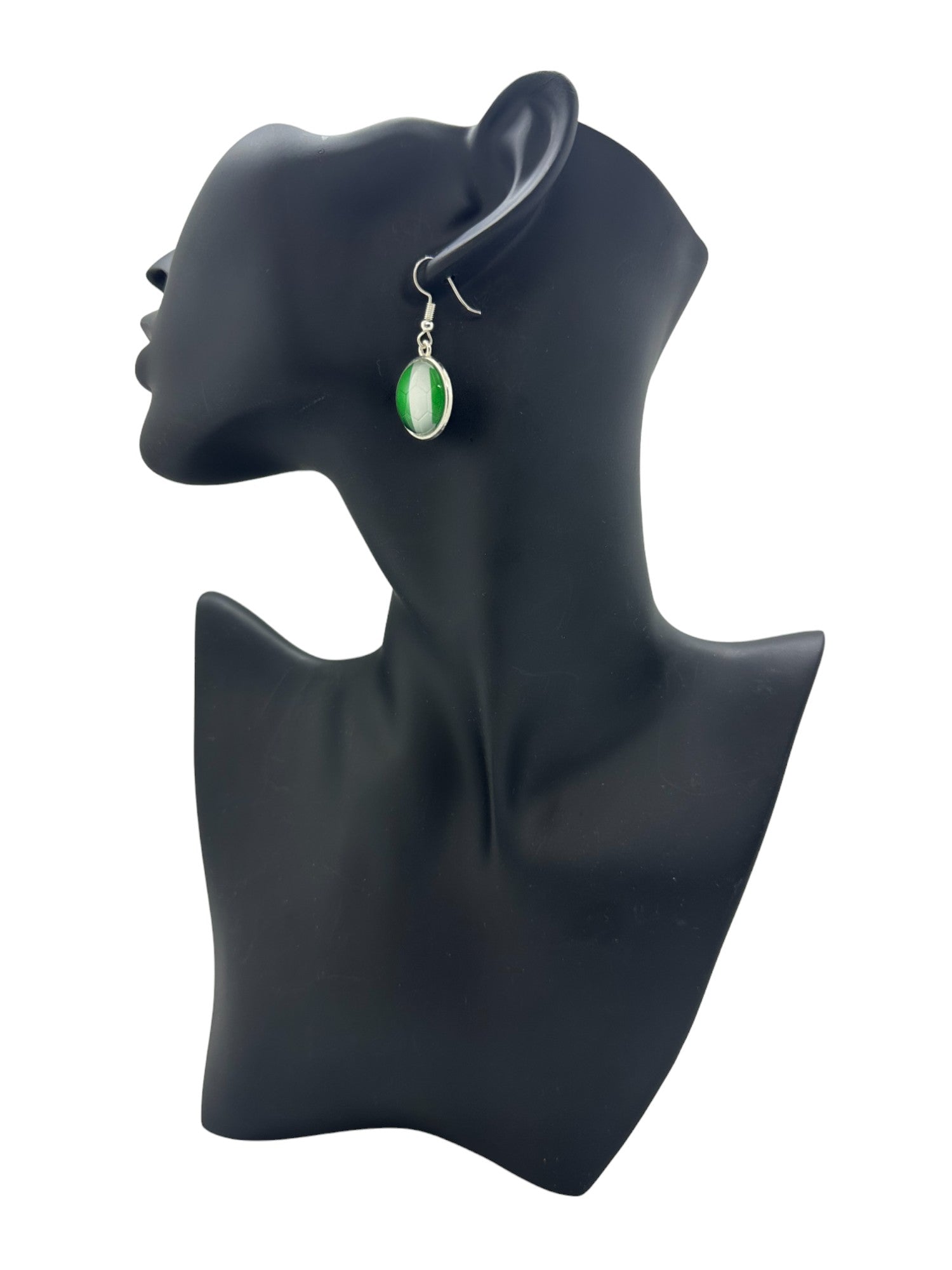 Nigerian Flag Football Earrings (Silver Plated)