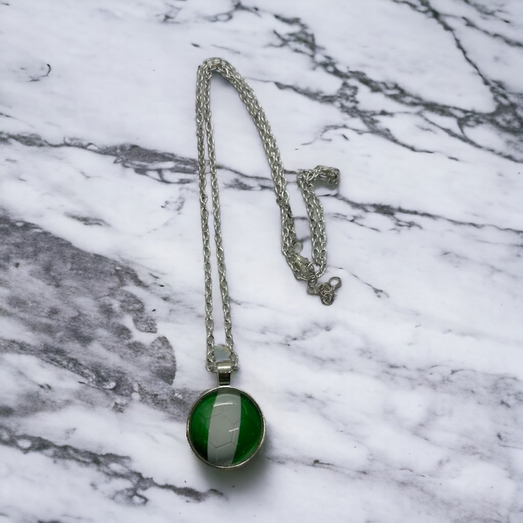 Nigerian Flag Football Necklace (Silver Plated)