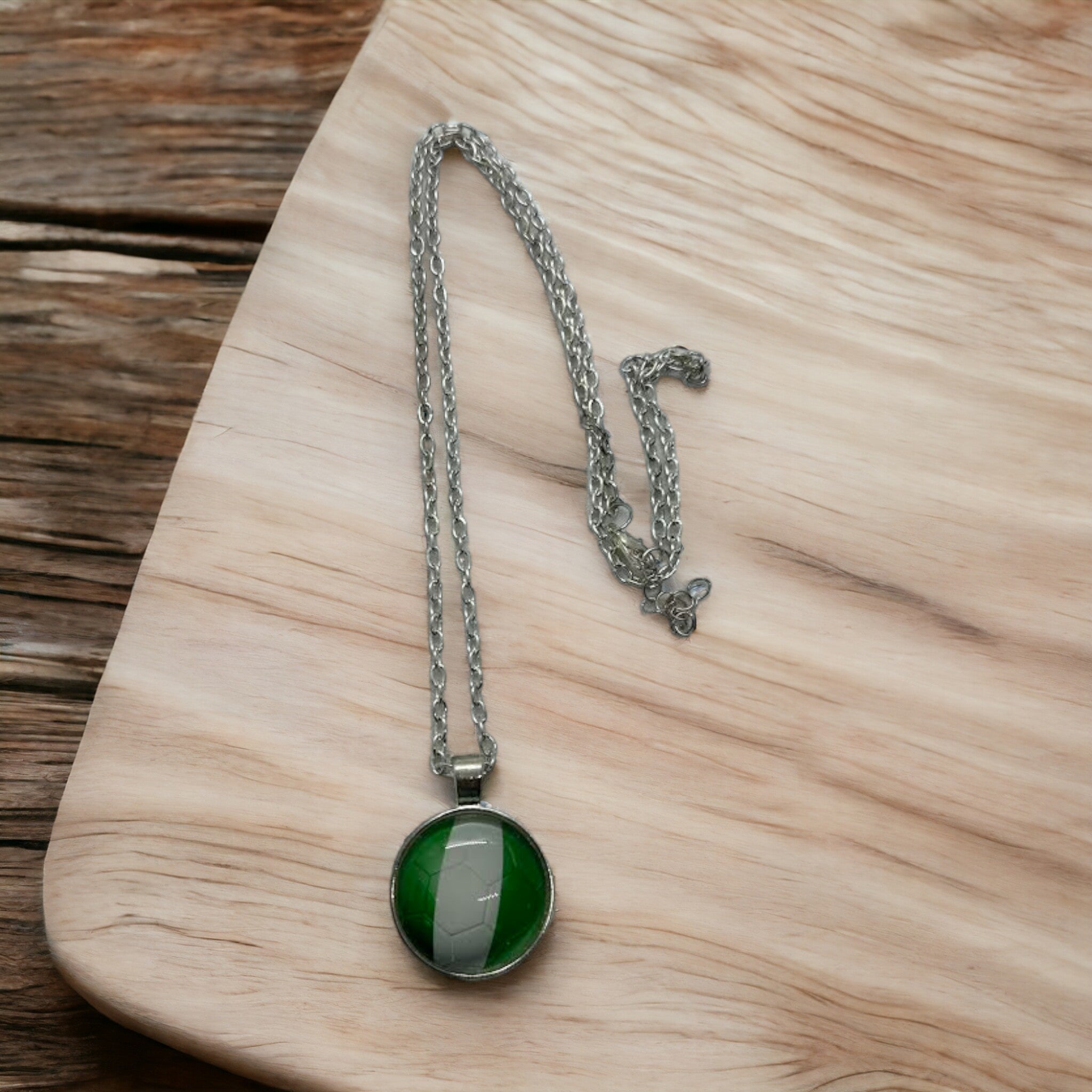 Nigerian Flag Football Necklace (Silver Plated)