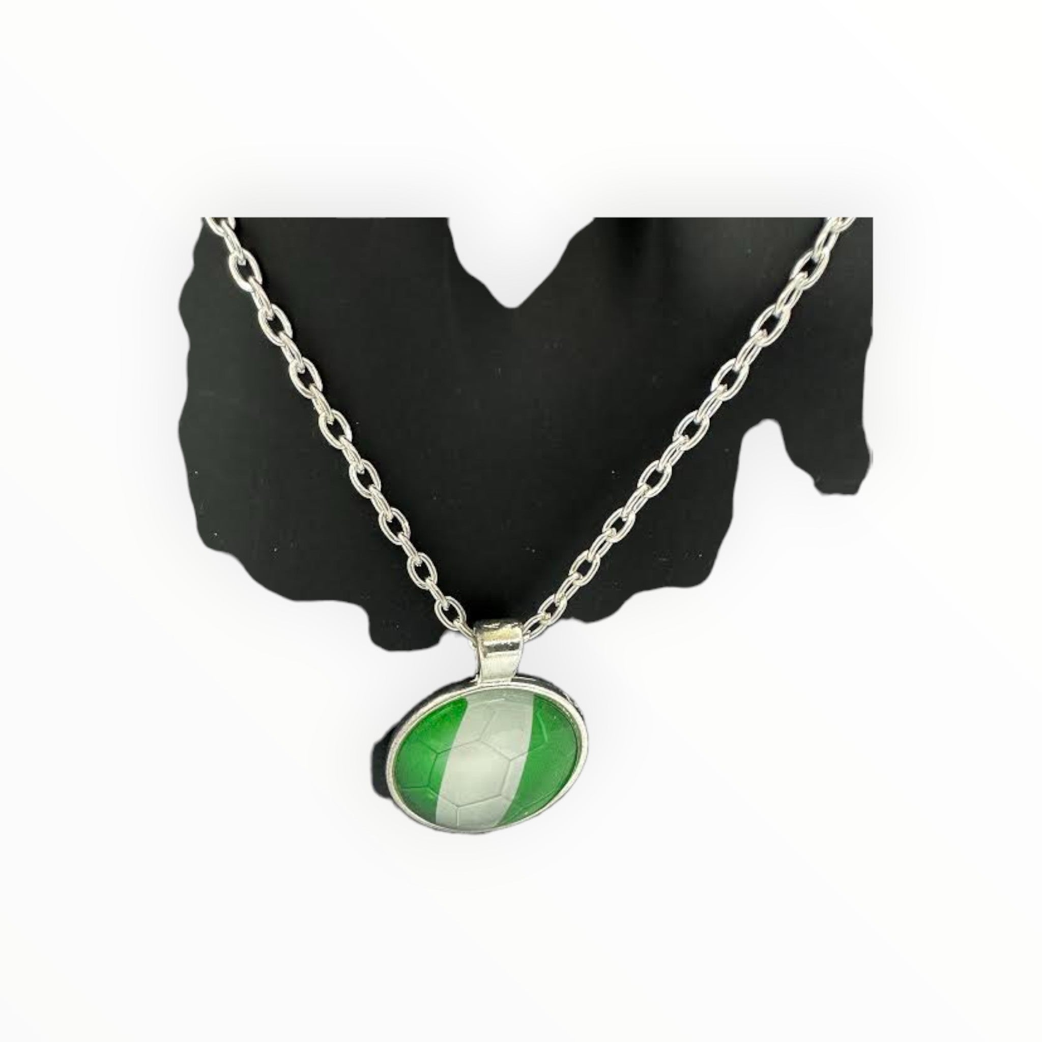 Nigerian Flag Football Necklace (Silver Plated)