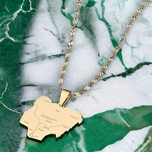 Nigeria Map Necklace (Gold)