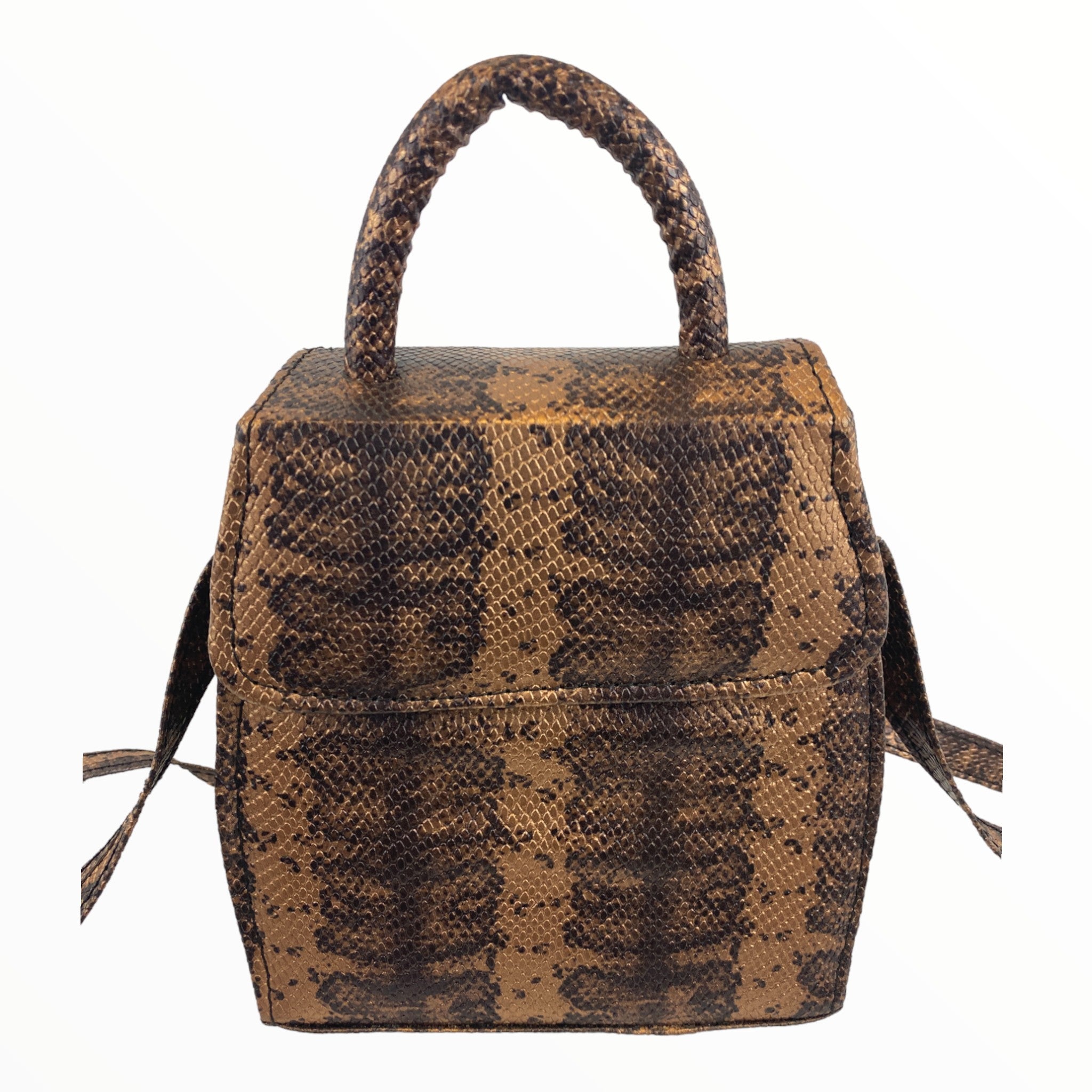 Amber Leather Snakeskin Satchel Bag