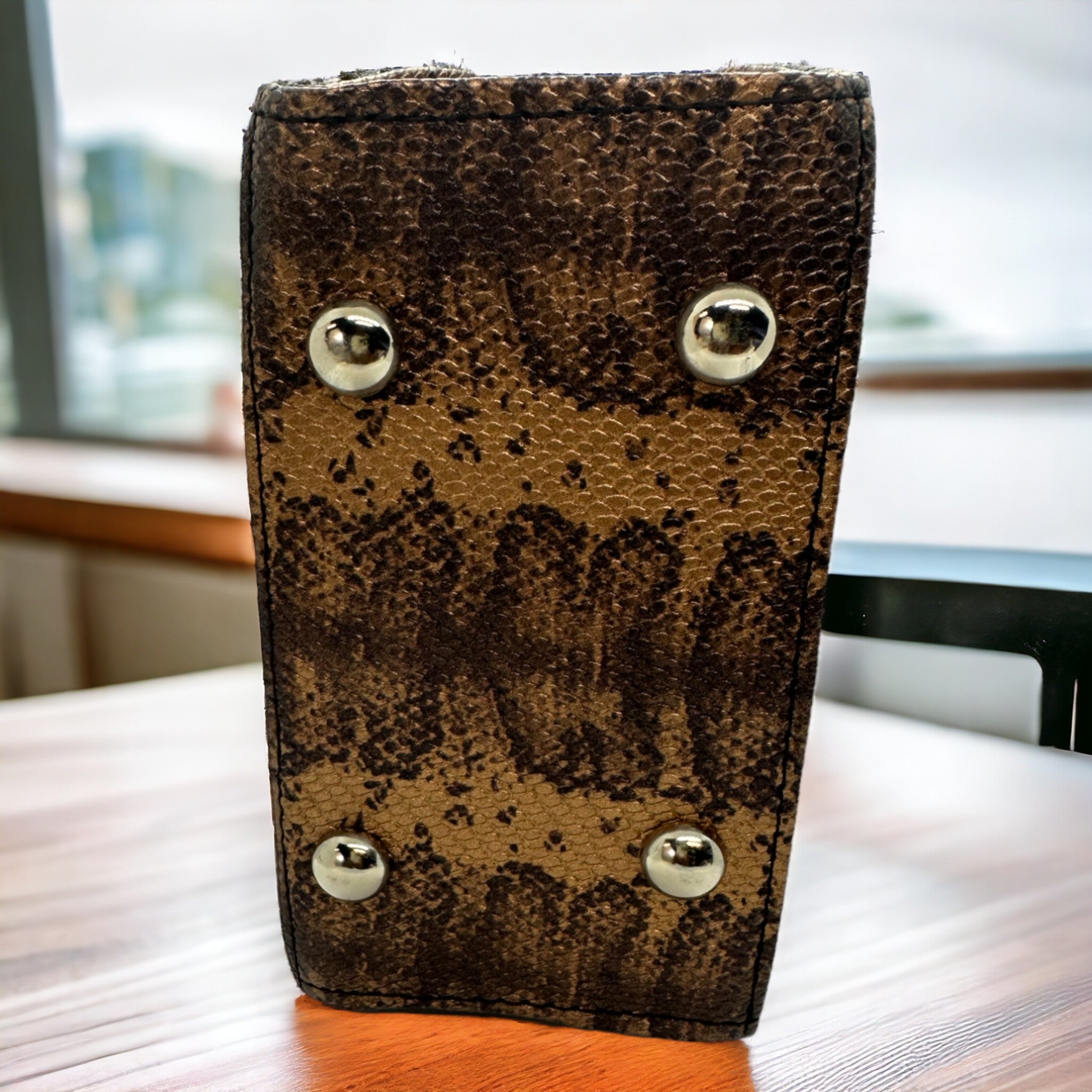 Amber Leather Snakeskin Satchel Bag