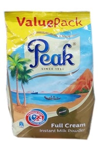 A sachet of Peak Milk Powder