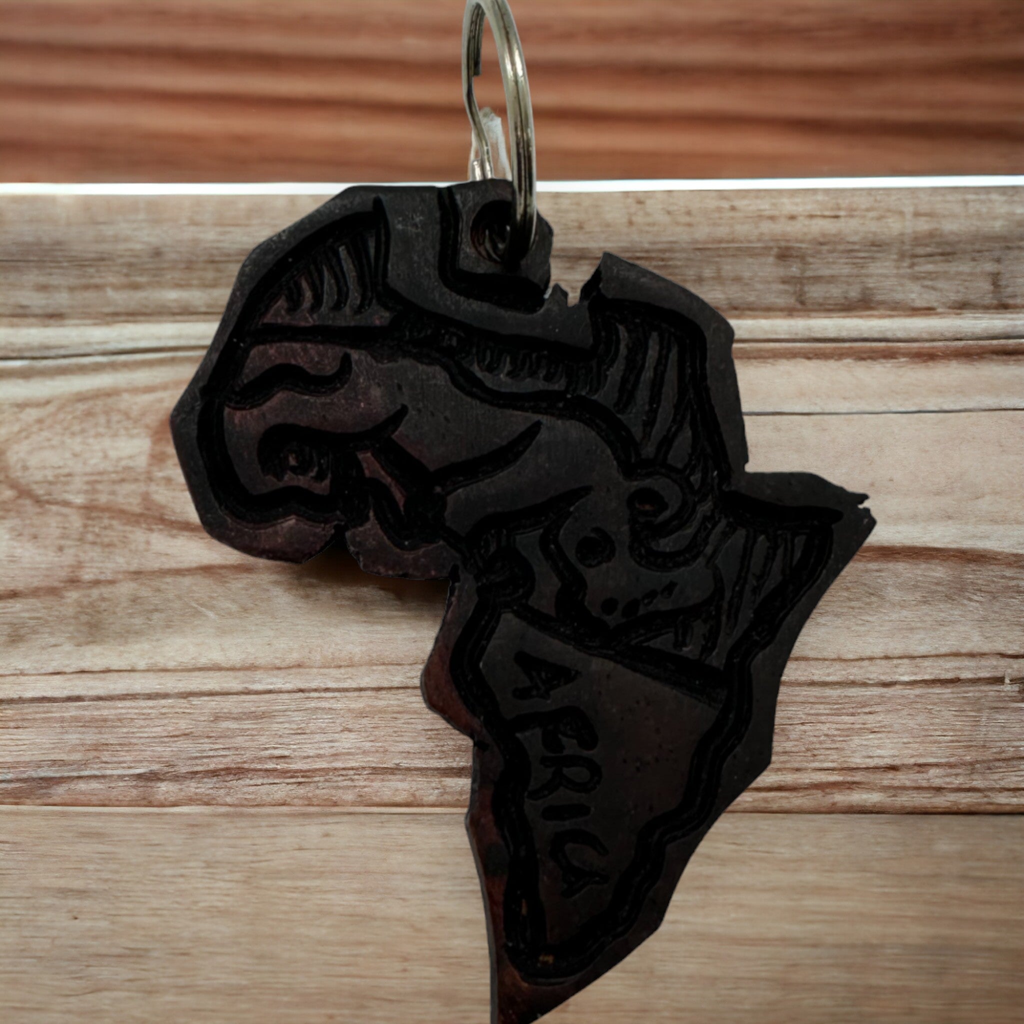 Africa Map Key Chain (Wood)