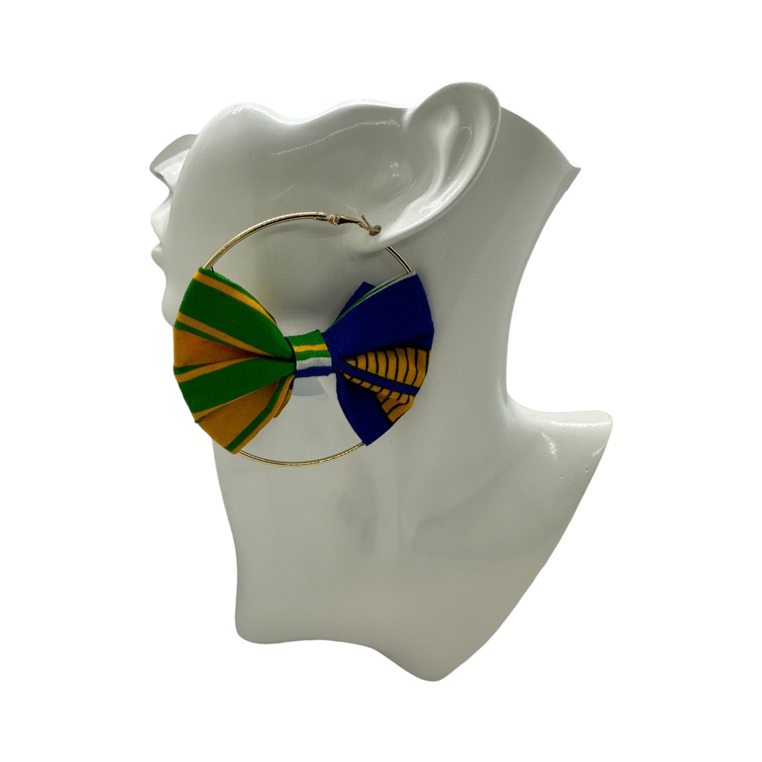 Ankara Bow Circle Earring (Blue and Yellow)