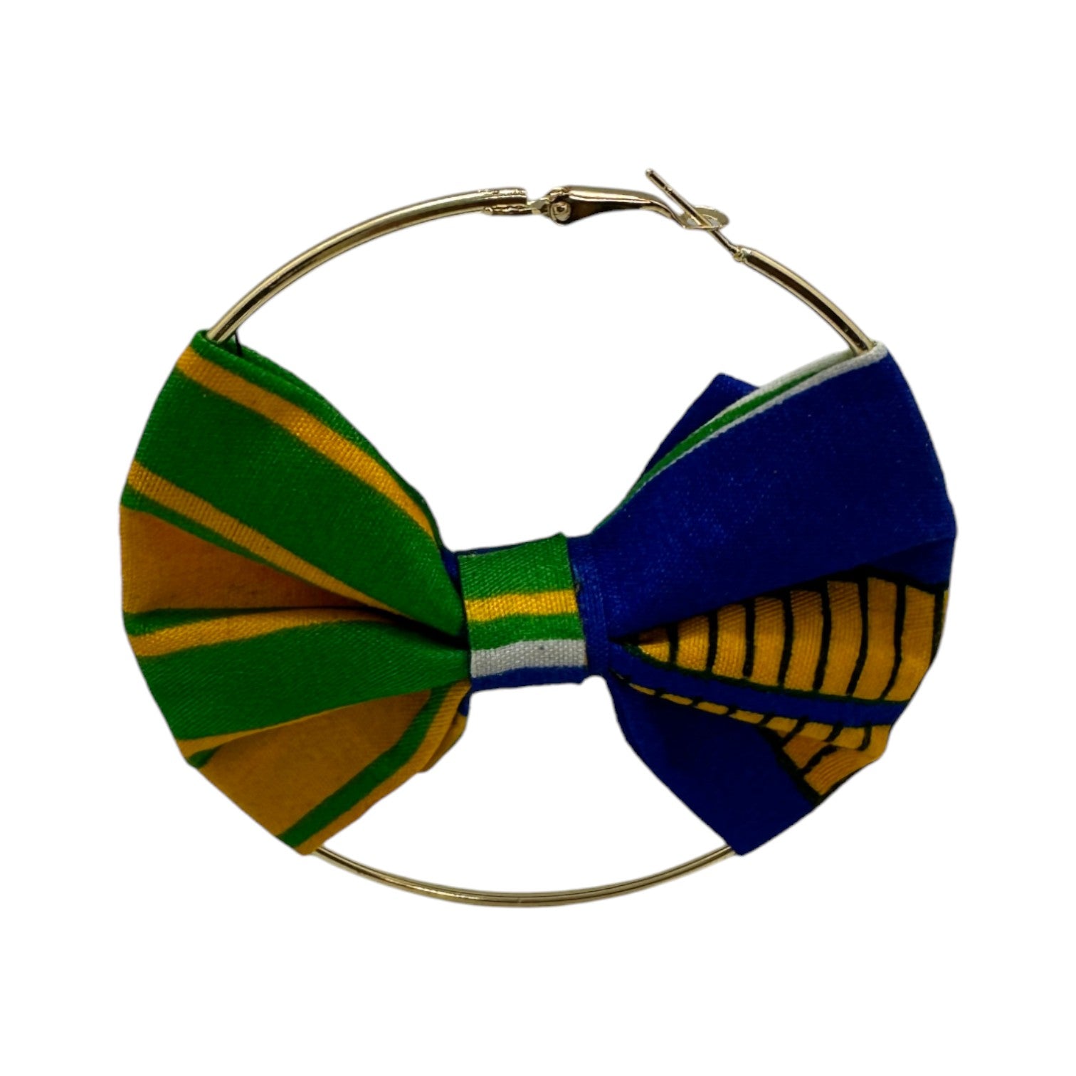 Ankara Bow Circle Earring (Blue and Yellow)