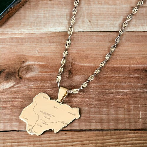 Nigeria Map Necklace (Gold)