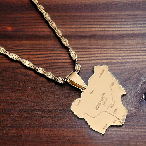 Nigeria Map Necklace (Gold)