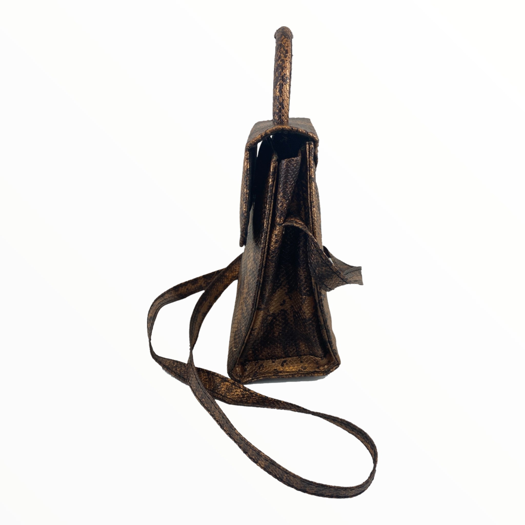 Amber Leather Snakeskin Satchel Bag