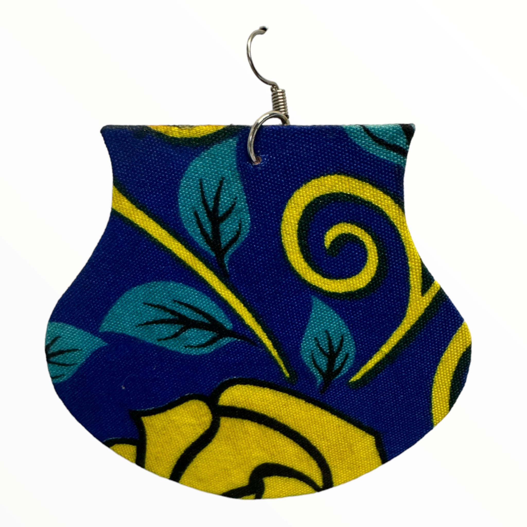 Afrocentric Ankara Fabric Earrings- Vase Shape (Turquoise, Yellow, Blue)