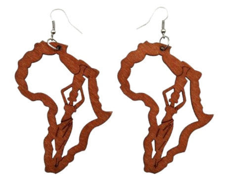 Africa Motherland Wooden Drop Earring