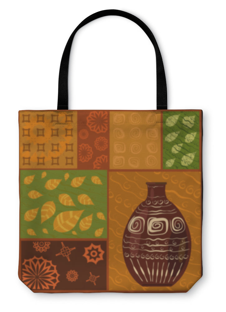 Tote Bag, African Abstract Pattern With A Vase