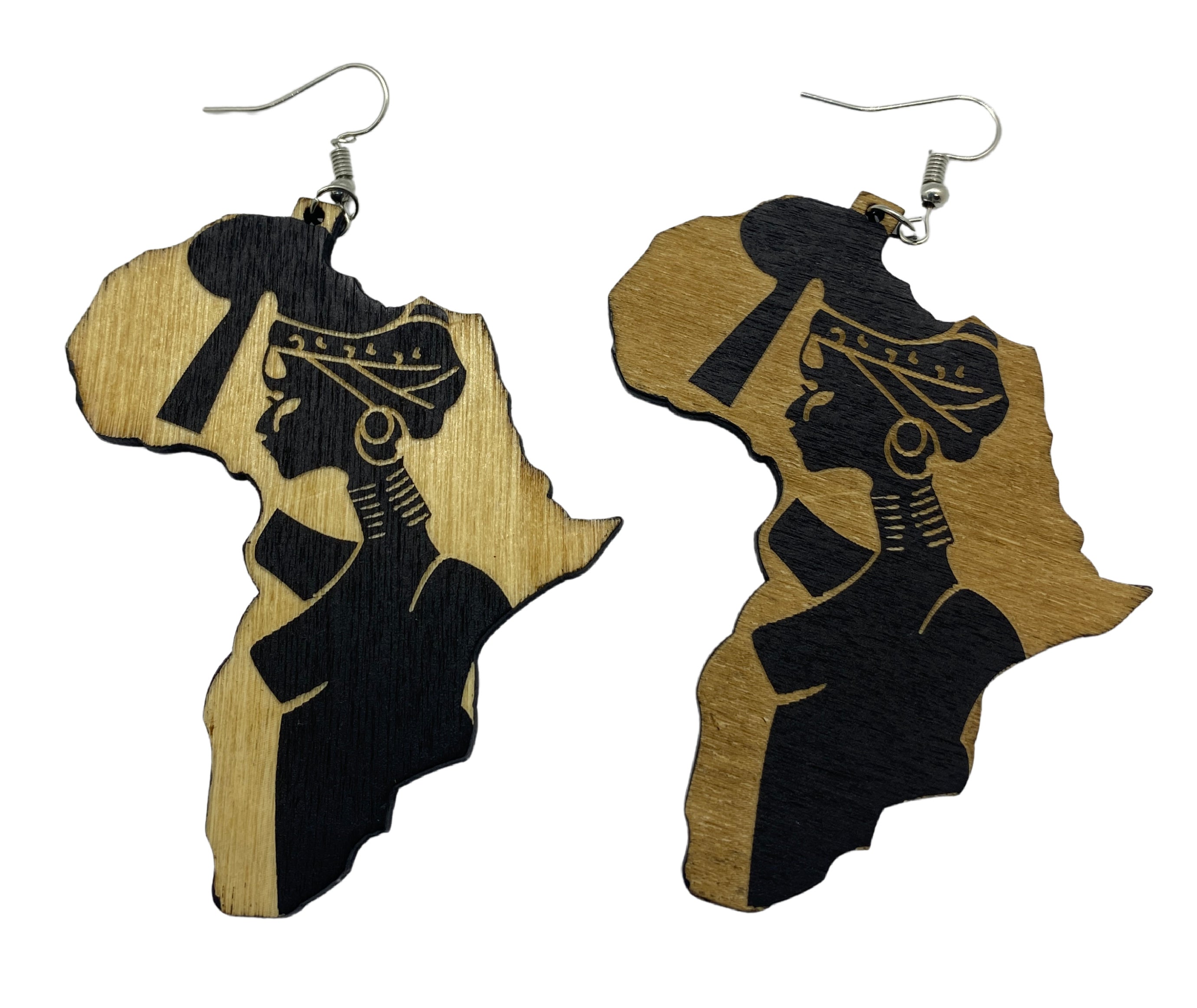 Africa-Tribe Woman Wooden Drop Earring