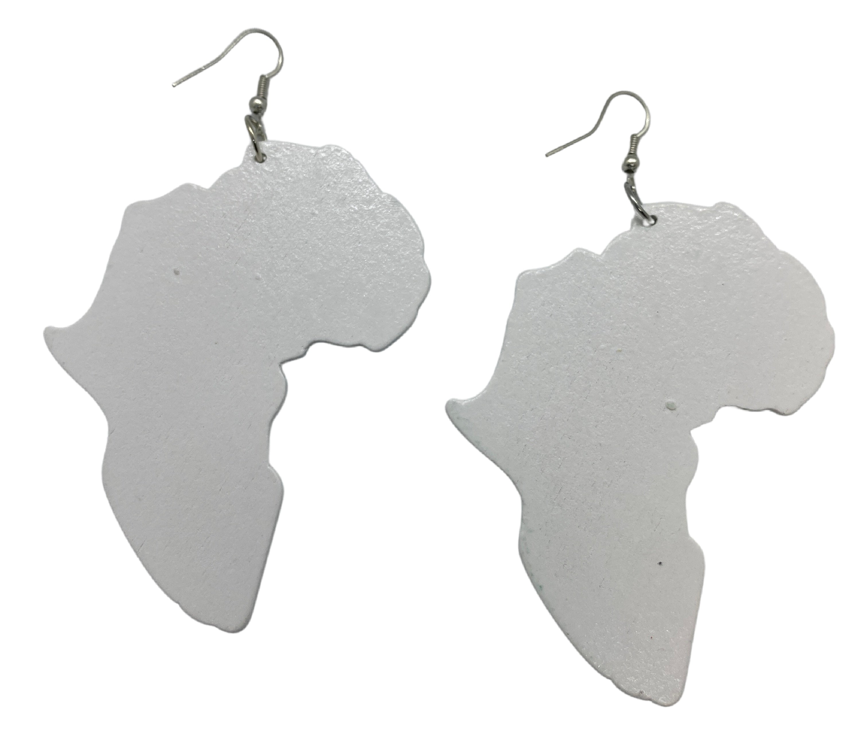 African Print-Africa Map Wooden Drop Earring