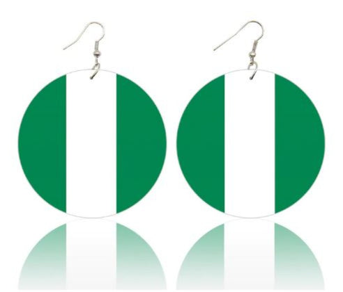 Nigerian Flag Wood Drop Earring